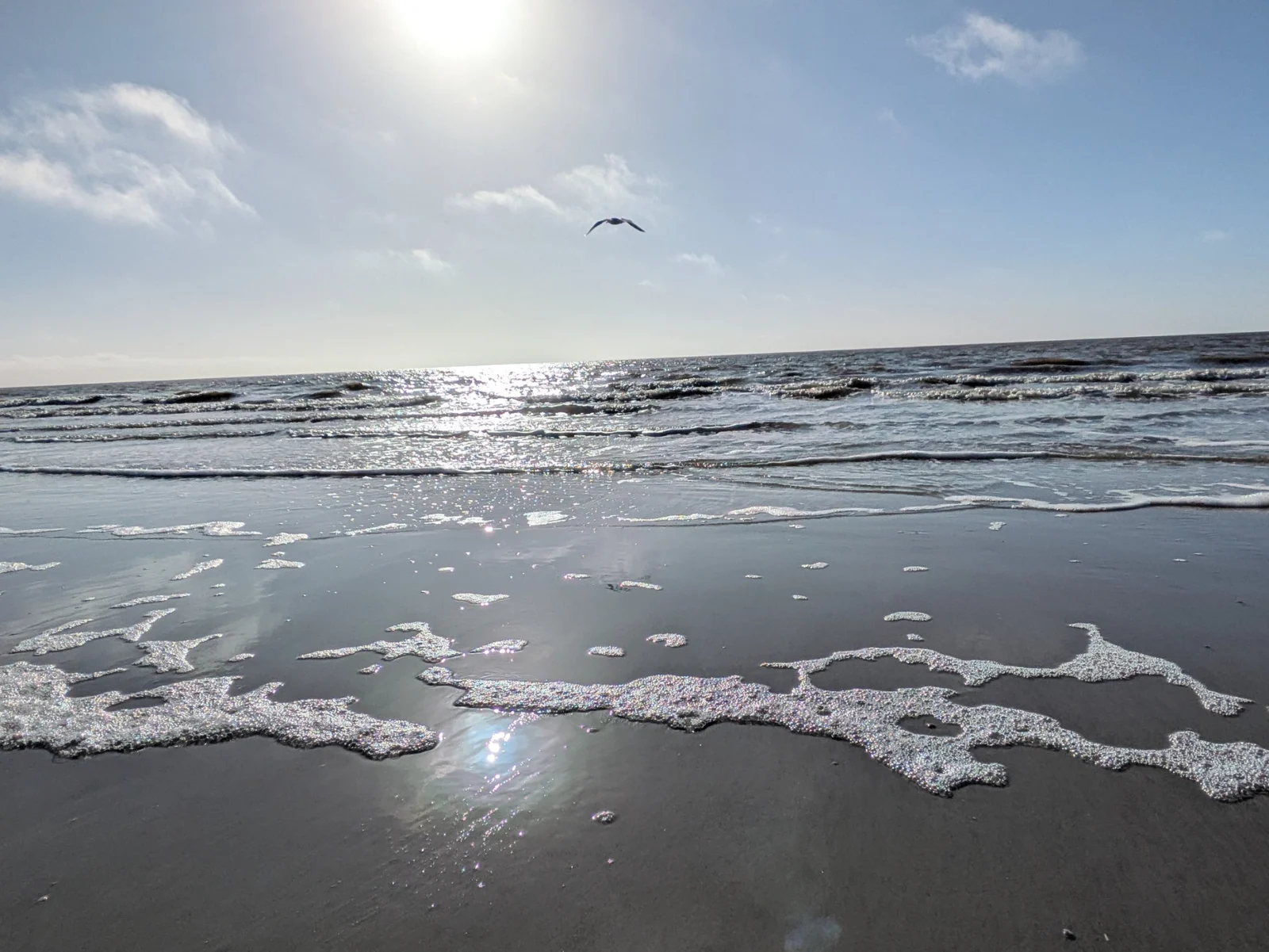 Nordseewellen am Strand von St. Peter-Ording im Sonnenlicht – eigene Aufnahme, kein Webcam-Bild